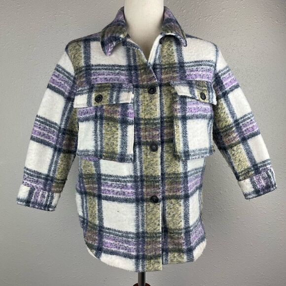 Zara Plaid Flannel Coat Size 8 EUC - Picture 1 of 6